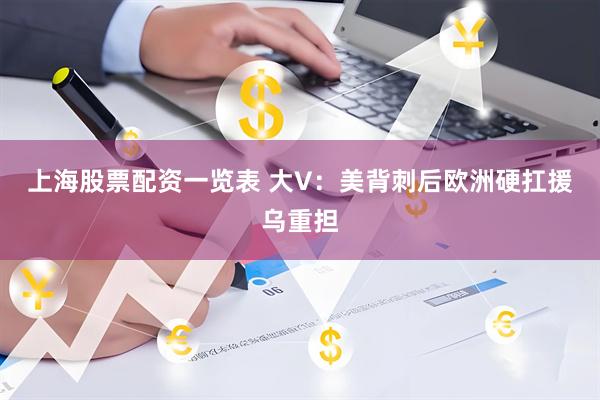 上海股票配资一览表 大V：美背刺后欧洲硬扛援乌重担